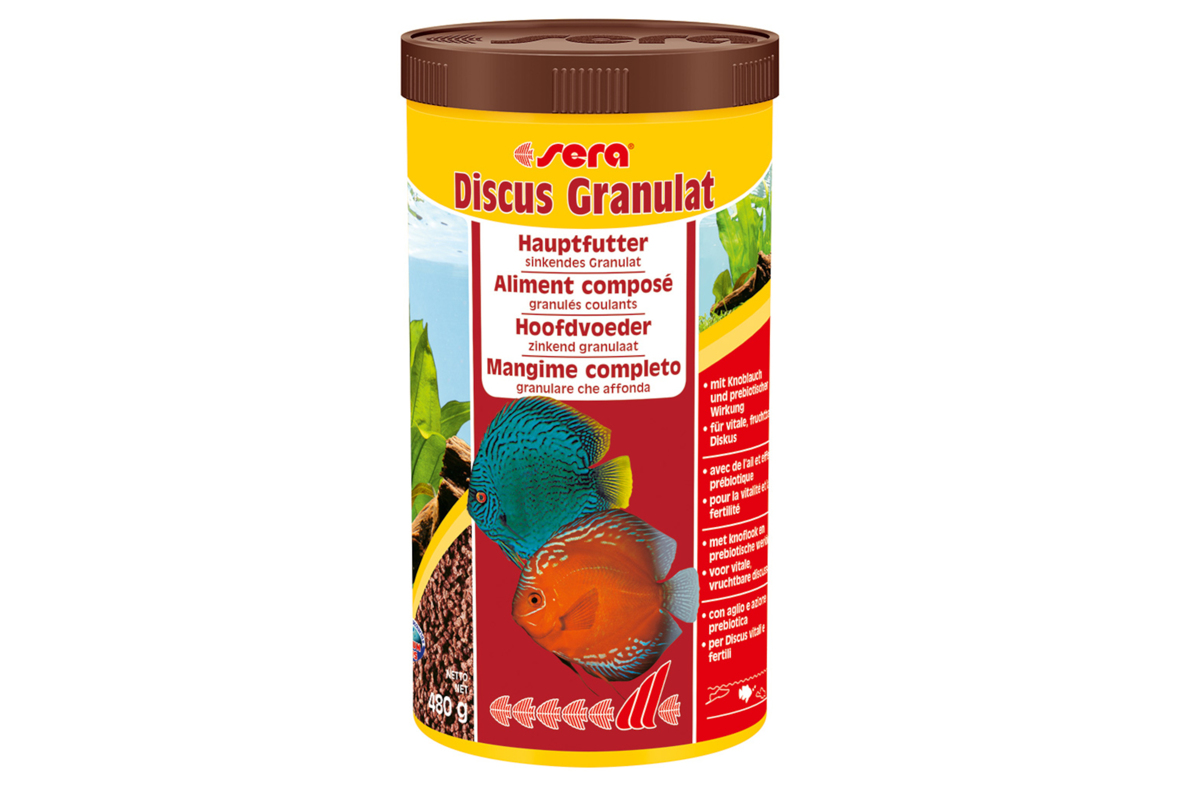 Sera Discus Granulat Nature, Hauptfutter-Granulat, 1000 ml